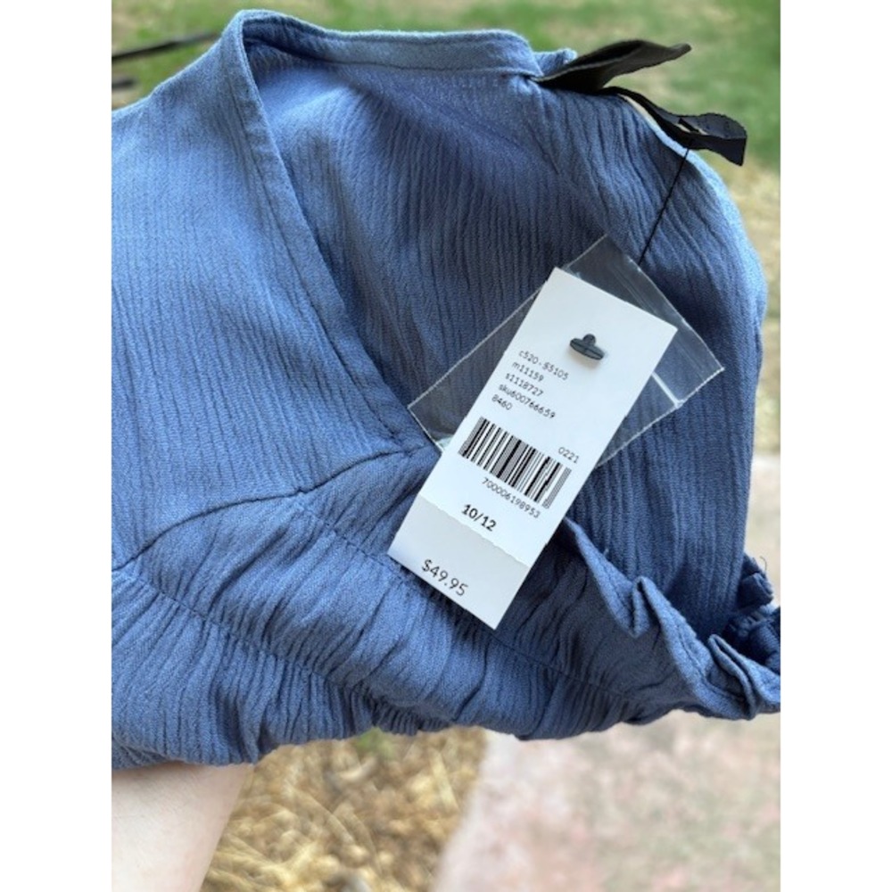 Lane Bryant Blue Flutter Sleeve Top Ruffle Neckline Blouse Size 10/12 - Picture 5 of 5